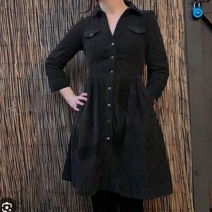 Anthropologie Black Button-Down Dress